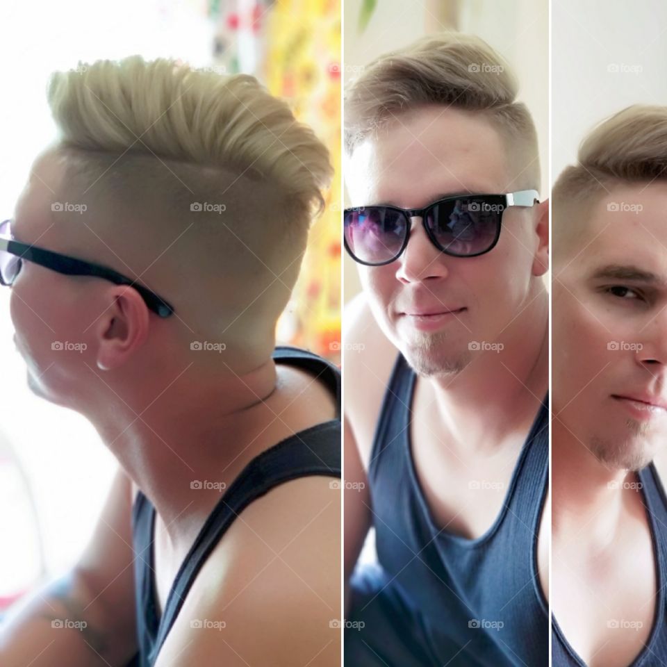 blond comb over fade