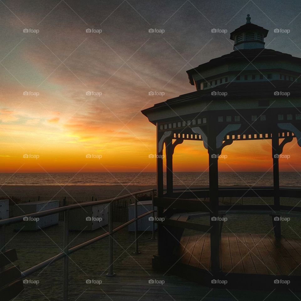 sunrise sherbet . I wanted to have the sunrise appear through the gazebo 