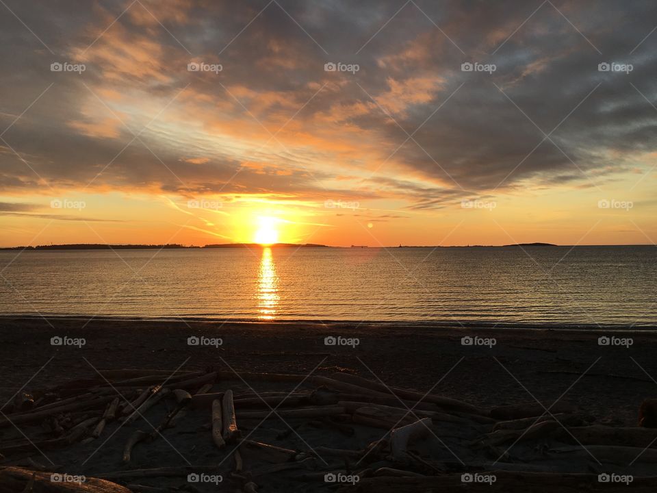 Scenic view of beach during sunrise