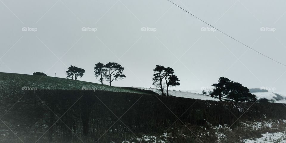 Snow covered hills in winter