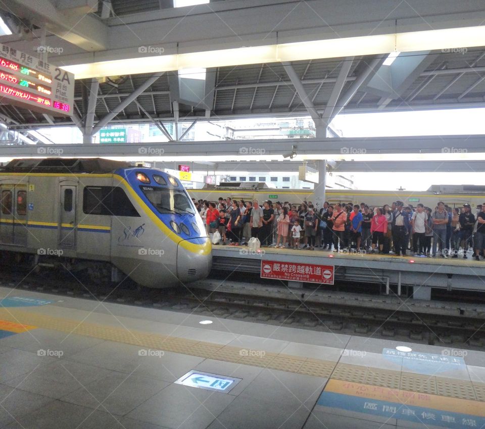 The train is entering the station
Overcrowded trains during commuting hours