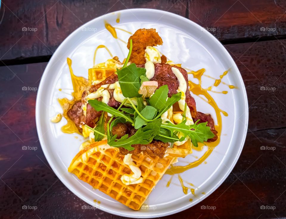 Chicken waffle stack 