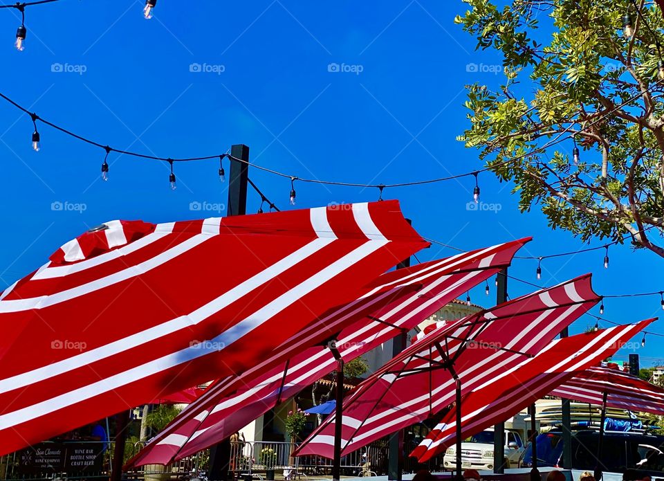 Foap Mission The Color Red! Bright Red Sidewalk Cafe Umbrellas!