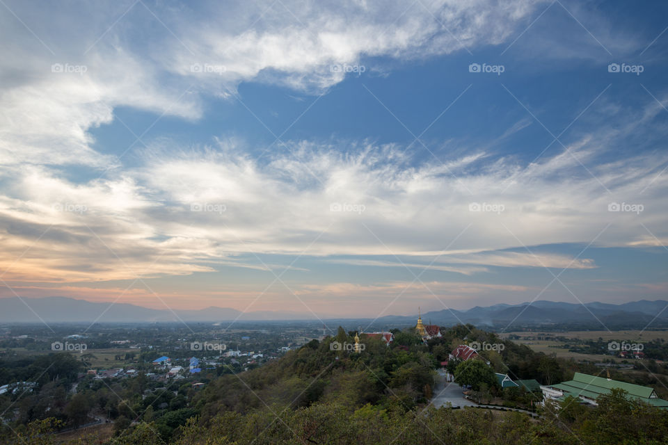 Temple on the hill with moving cloud 