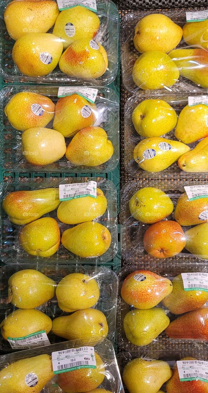 Sweet pear in supermarket