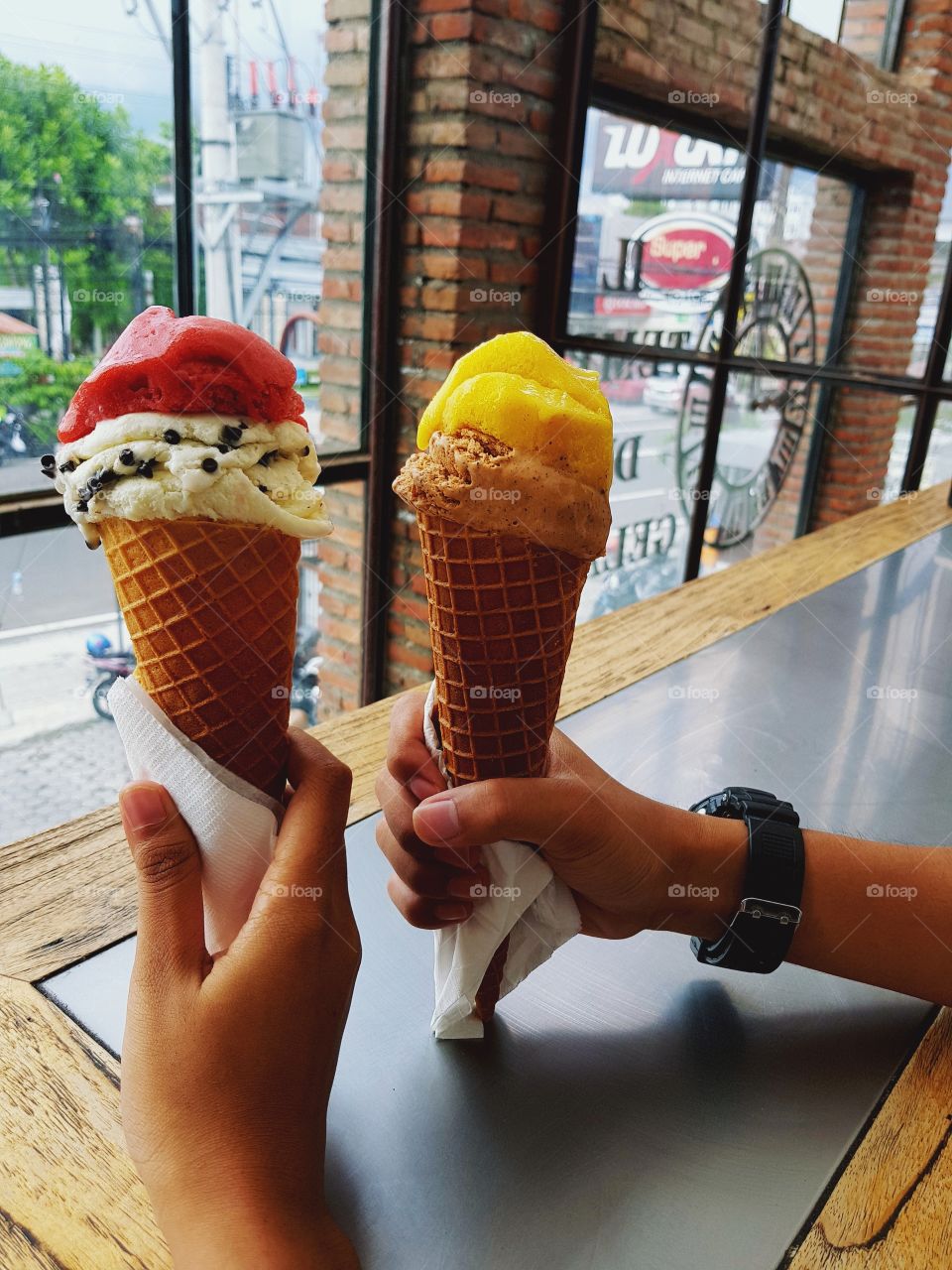 Ice cream with cone.