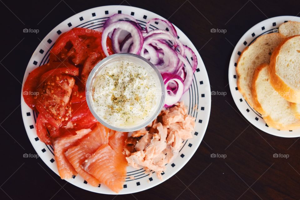 Onion and tomatoes in plate