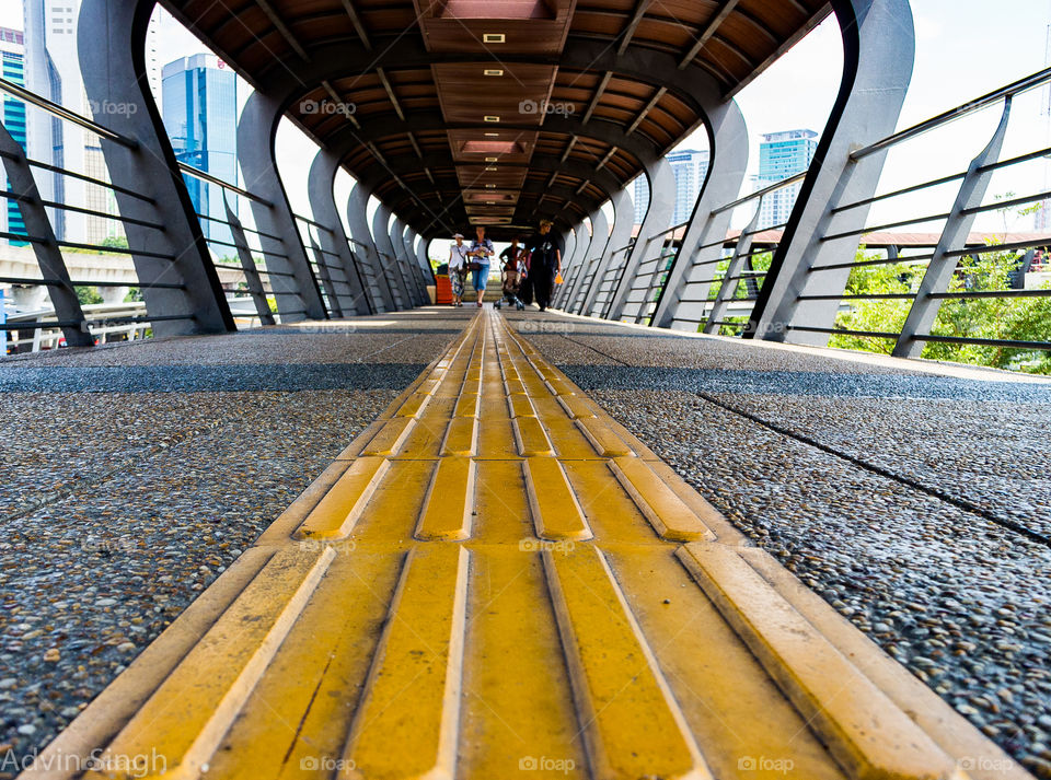 At the walkway. depth of field