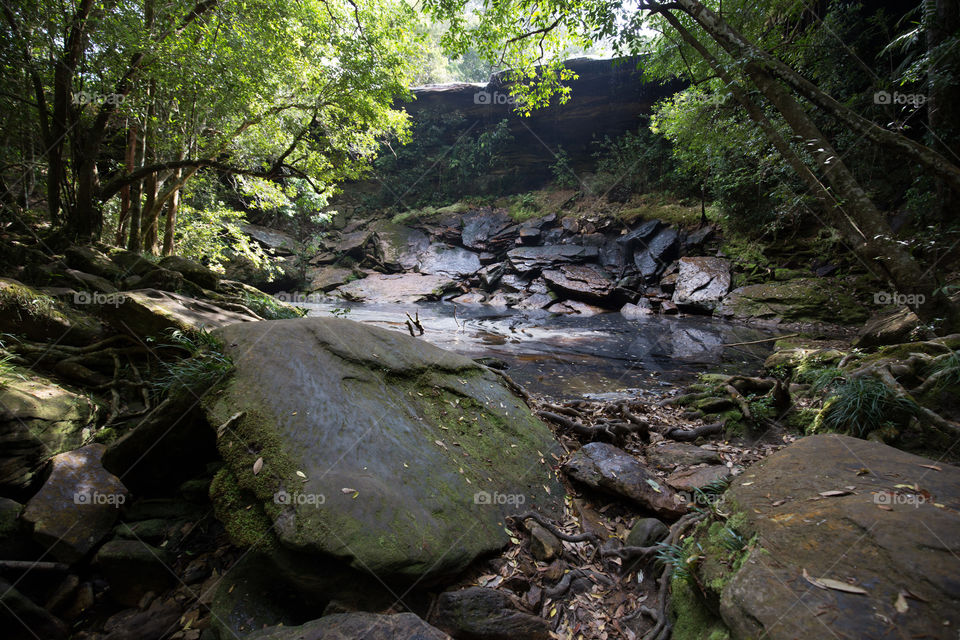 Stone in the dry waterfall 