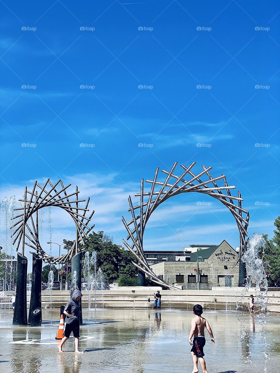 Summer fountains in the city