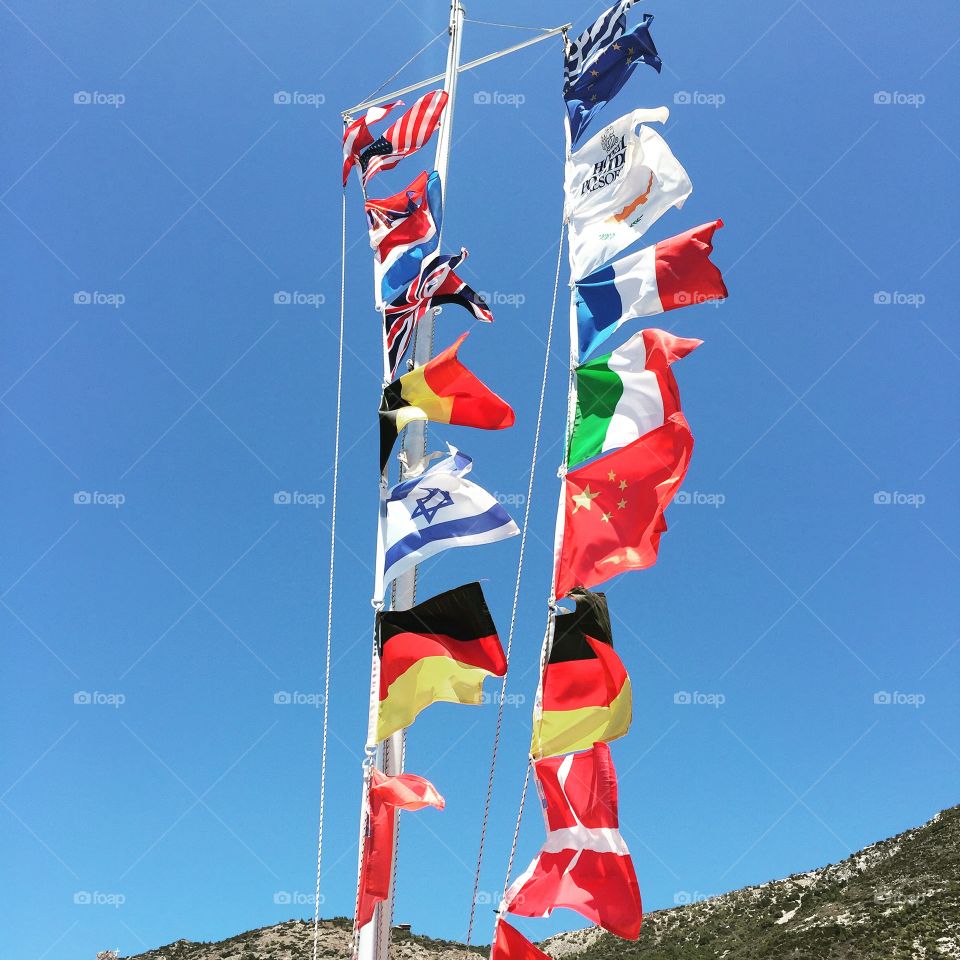 Cool flags in hotel Poseidon Resort, Loutraki, Greece