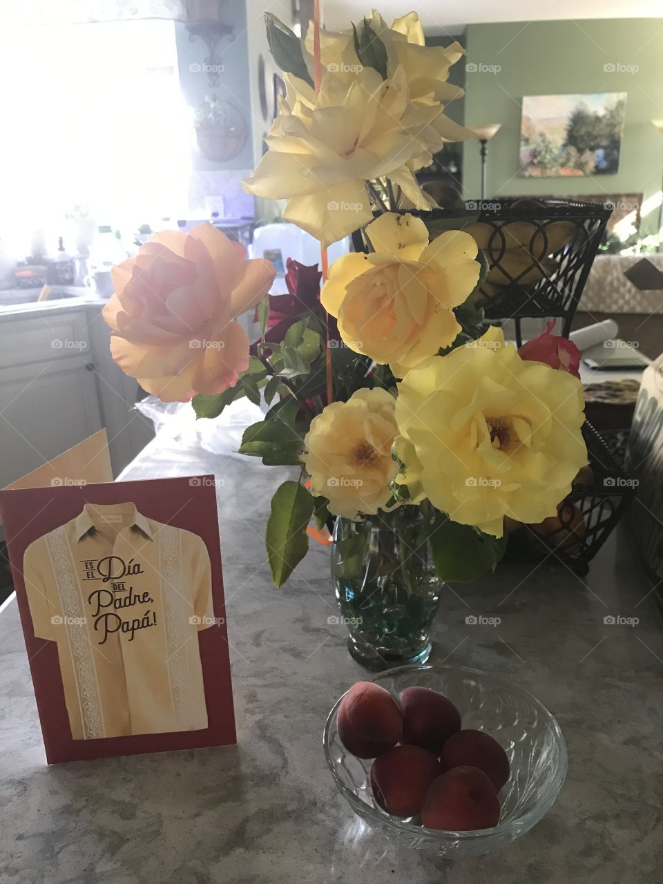 Father’s Day yellow roses with card 