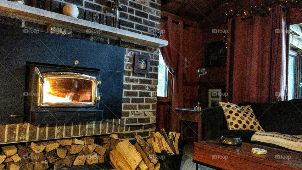 Cozy cabin in the winter