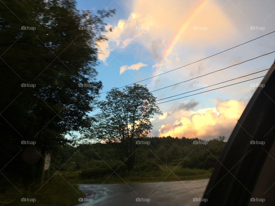 Beautiful rainbow after terrible storm, wonder where it ends.