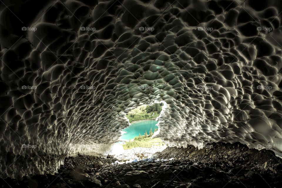 Ice tunnel through an ice shoot in Kimberly British Columbia 