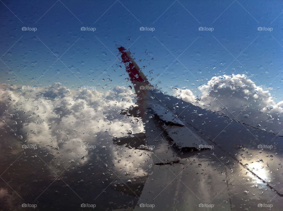 Droplets on airplane window