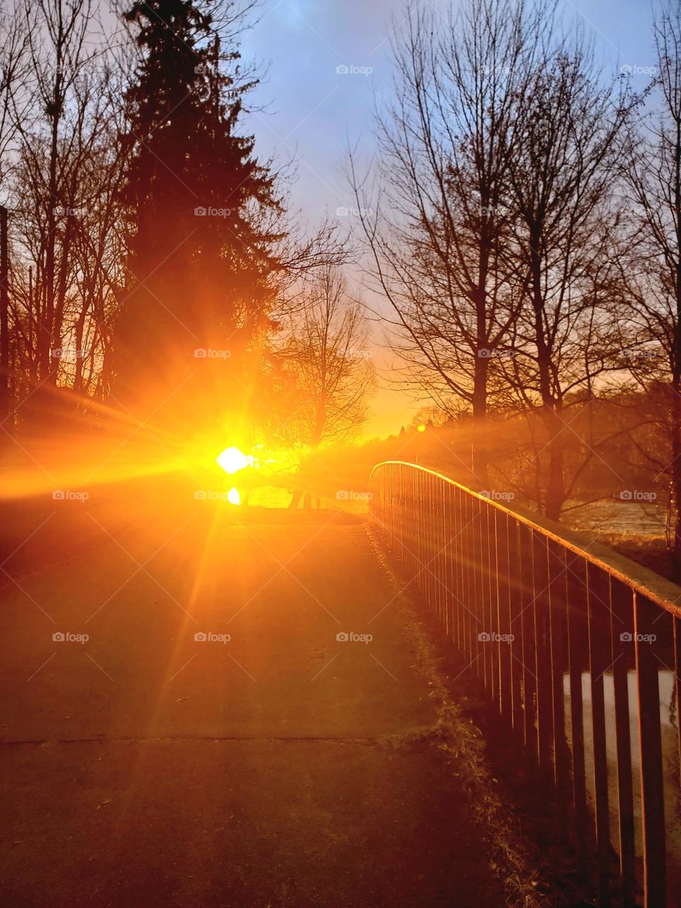 sunset over bridge