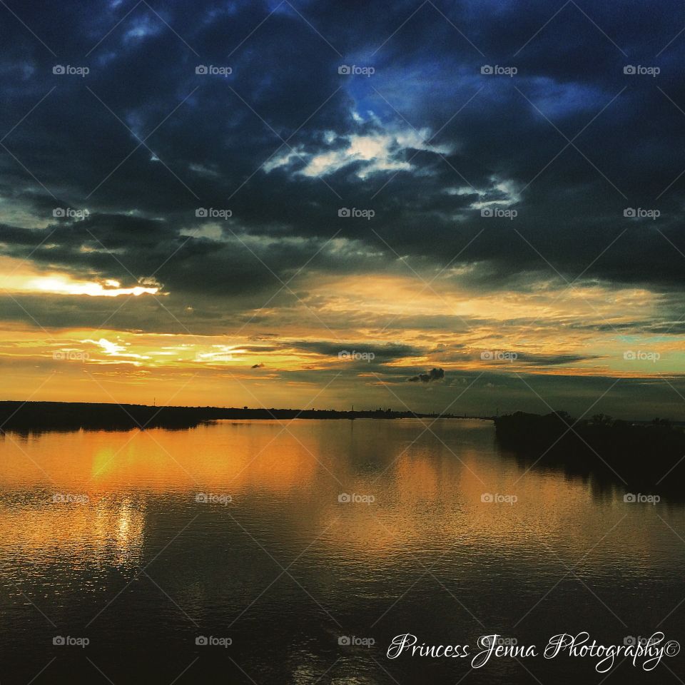Sunset reflections. Newport News Virginia.