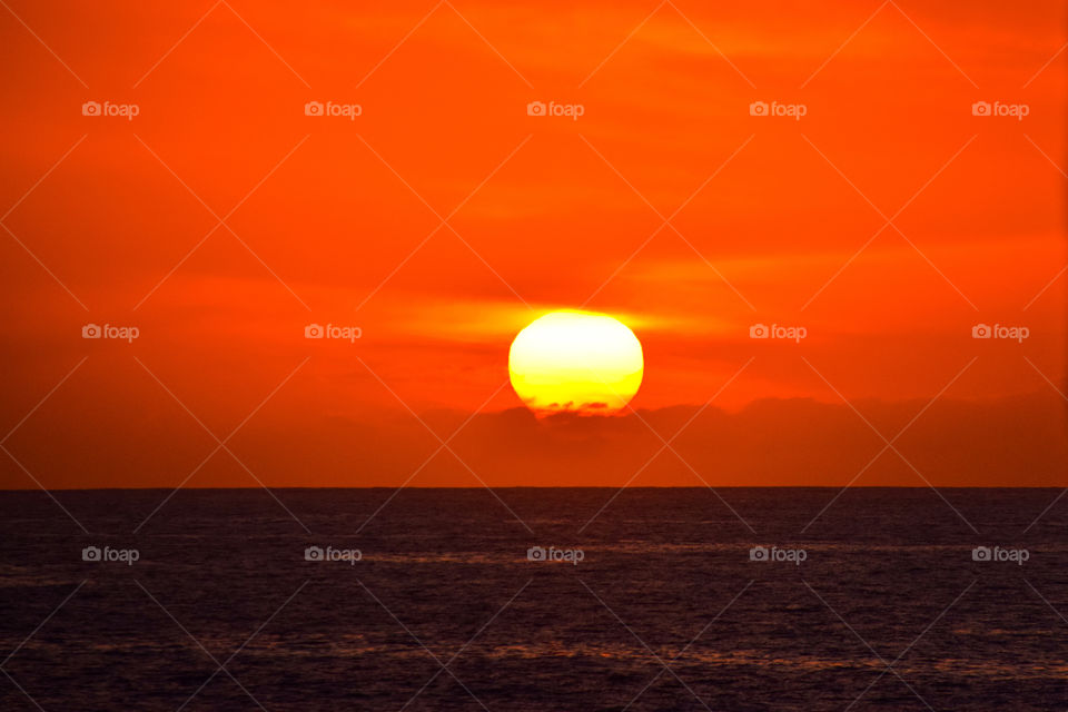 Sunset in Hawaii beach