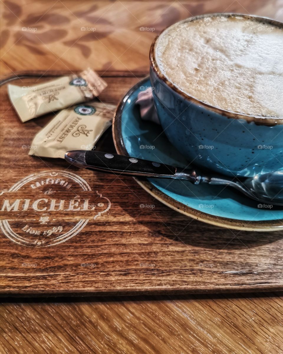 Coffee served drink view table day part