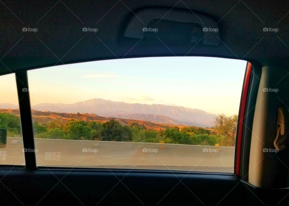 backseat view of pretty landscape