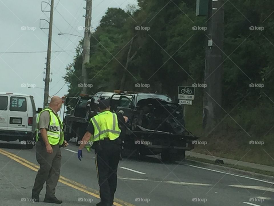 Traffic Jam after a head on collision!