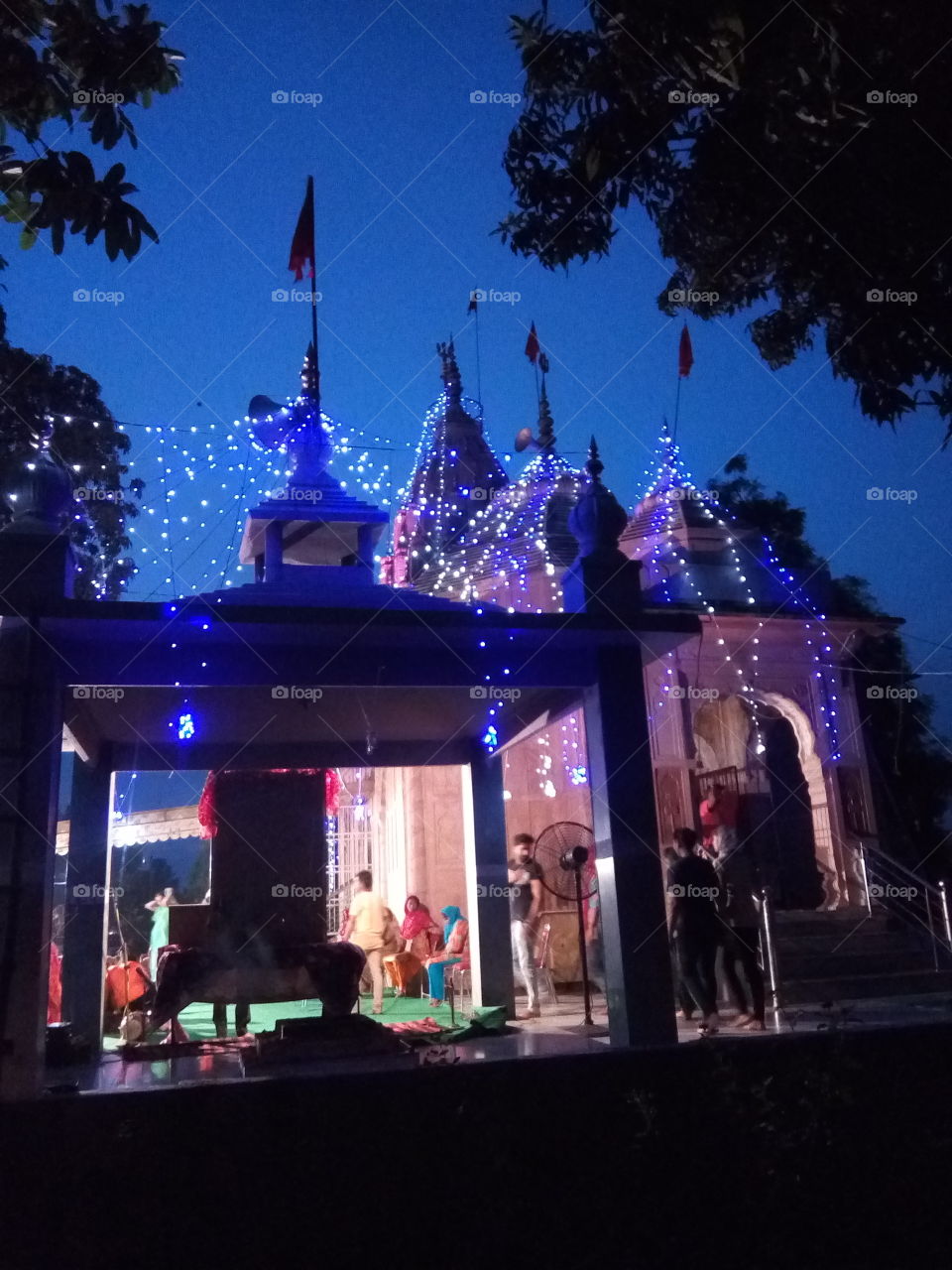 A queue of Lord Shiva's devotees in a temple at Patiala city. India