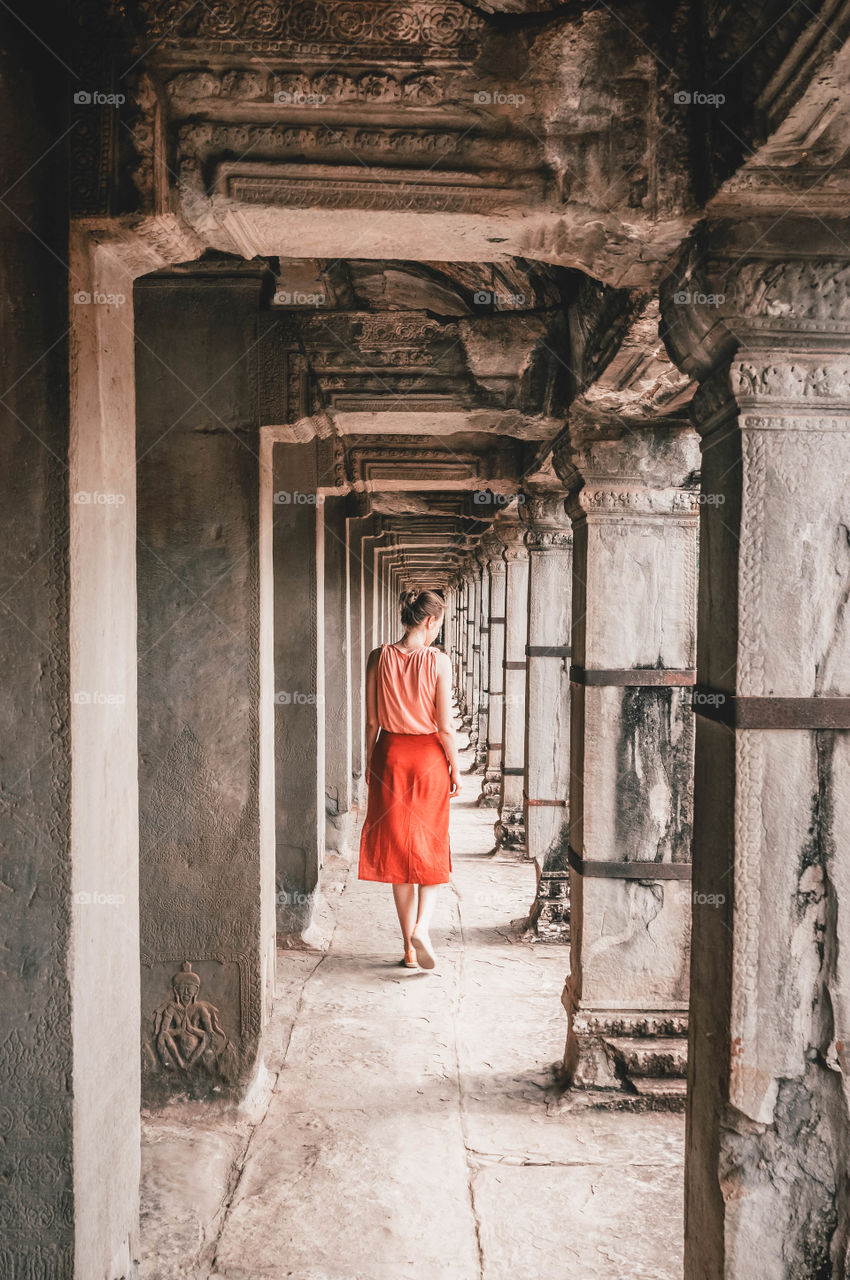 girl in a red skirt