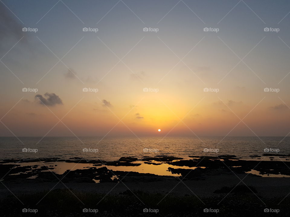 sunset on the beach of Haifa