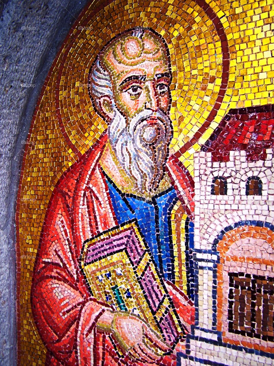 Mosaic of Saint John in a Grotto on the Isle of Patmos in Greece