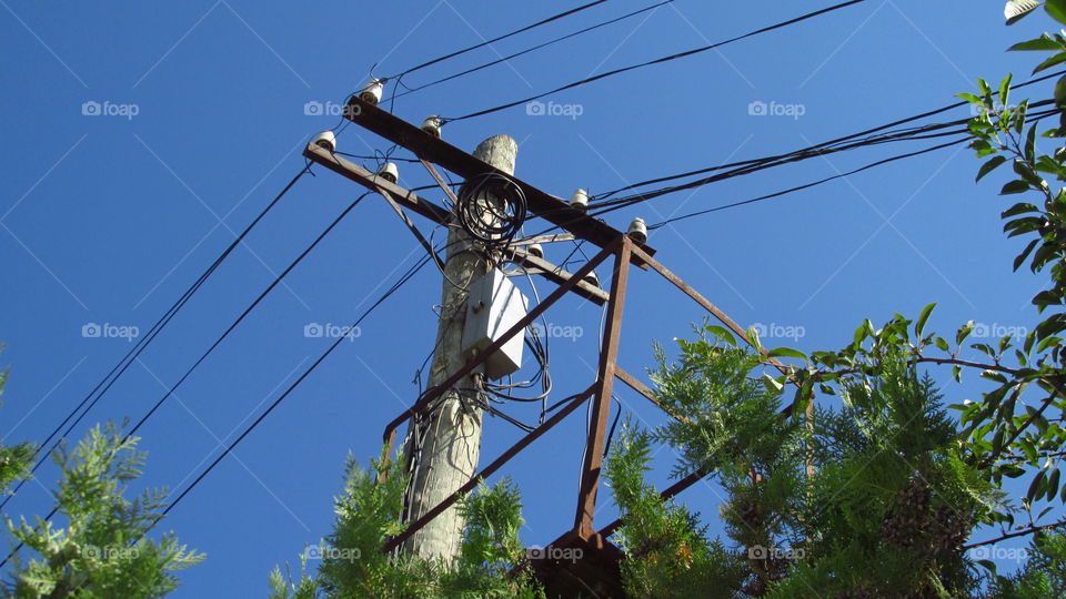 old telephone, telegraph pole