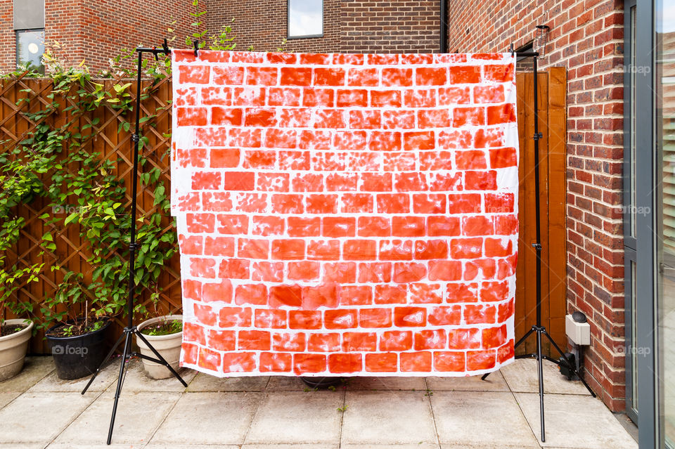 Drying out brickwork background.