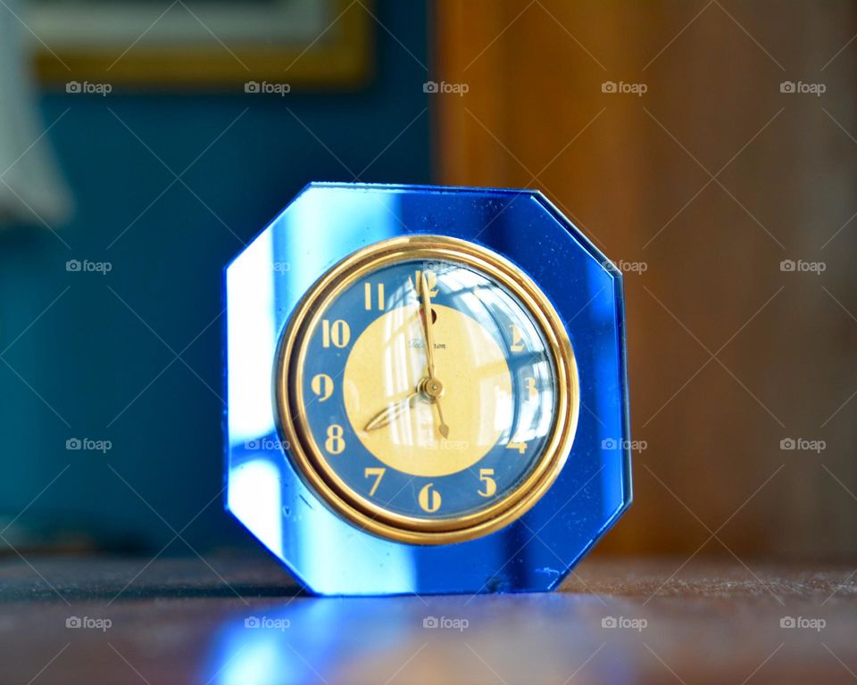 Vintage cobalt mirror art deco clock