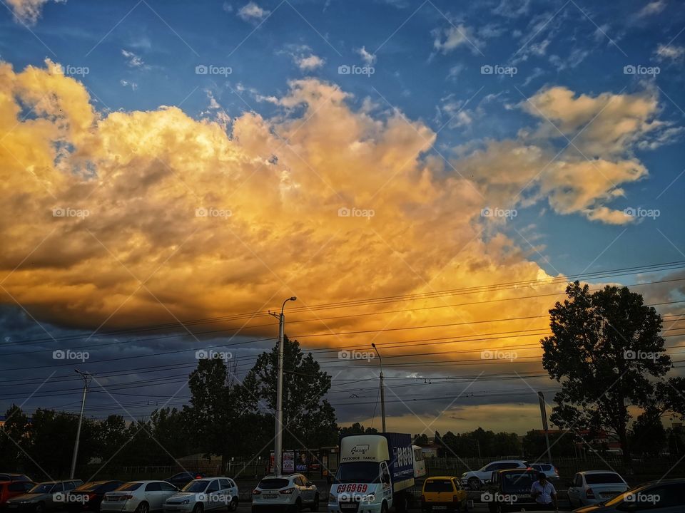 Sunset sky mood clouds moody nature greens wild outdoor outside joy happy golden