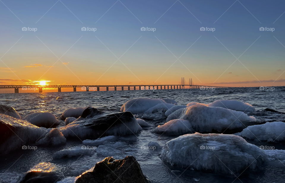 Winter by the bridge, Öresundsbron Sweden