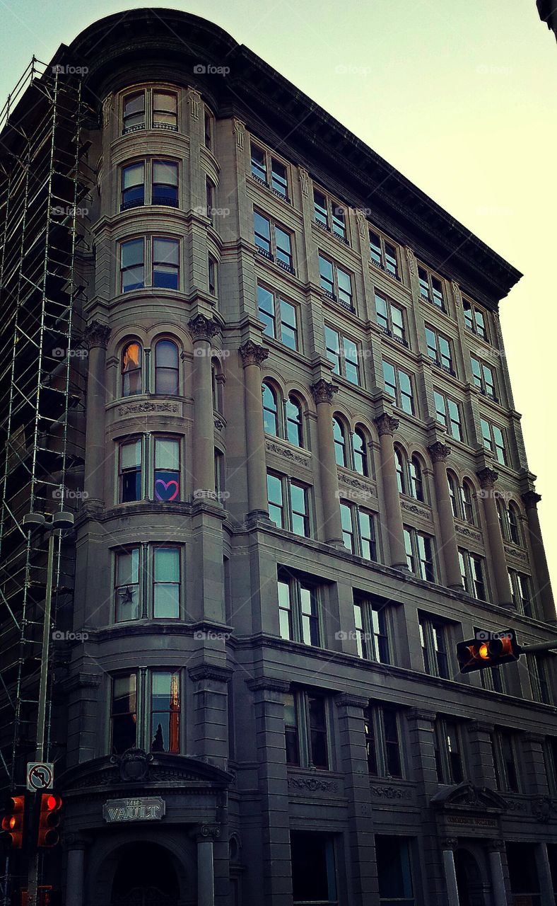 heart in a window. I love the buildings here in downtown San Antonio. Never noticed the heart till I edited the photo.