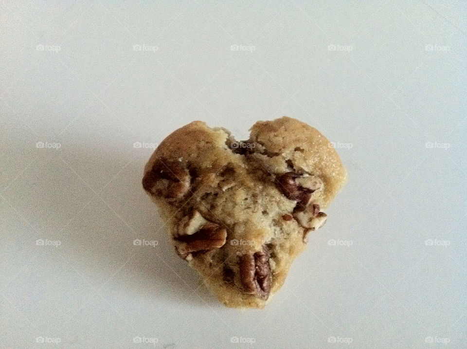 Heart-shaped pecan muffin.