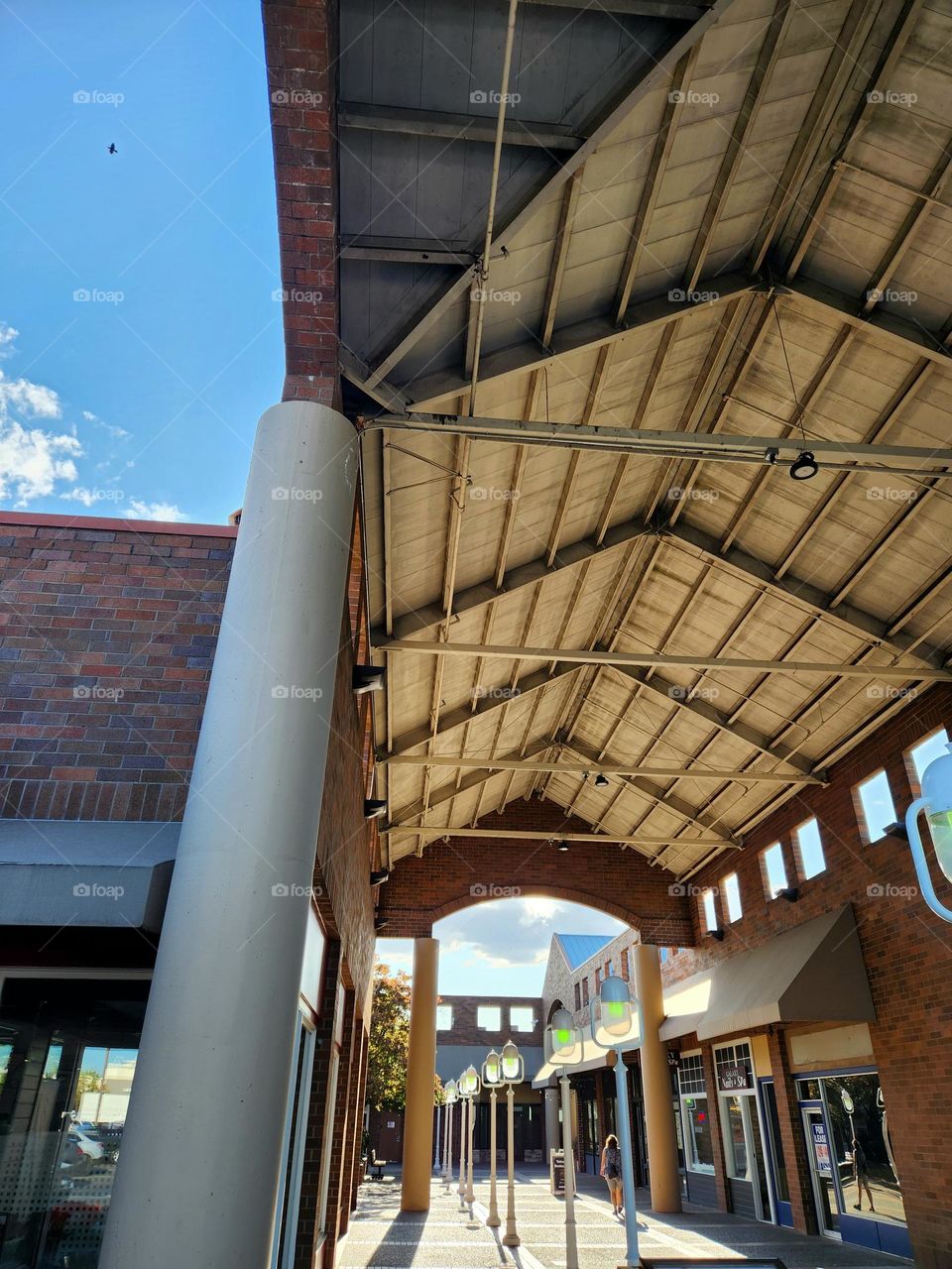 Impressive architectural structures can be found everywhere you look, including this outdoor shopping center building in Oregon