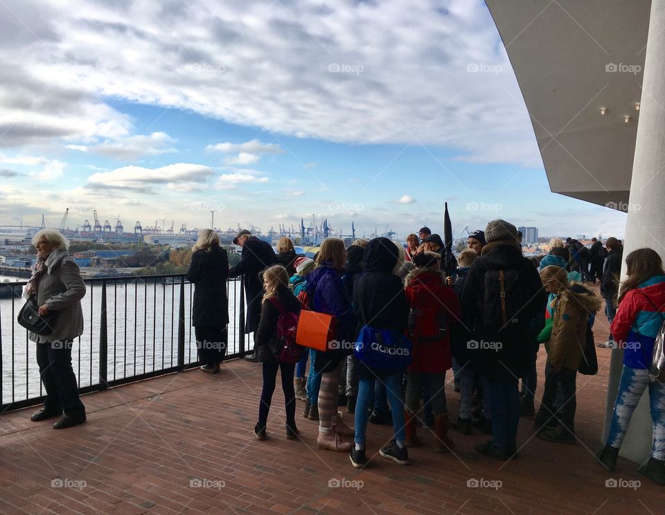 on the viewing platform Elbphilarmoni Hamburg