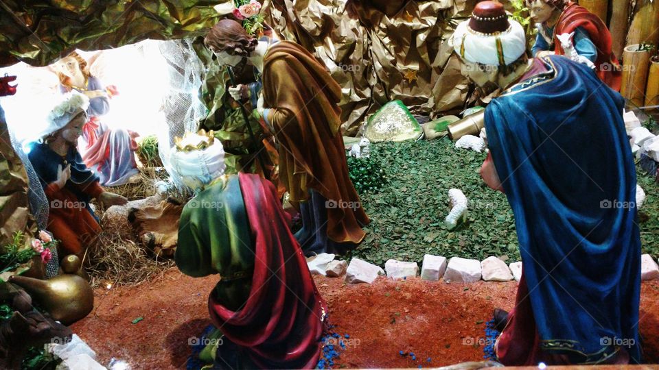 Presépio, decoração de Natal. Ilustração comemorativa do Nascimento de Nosso Senhor.