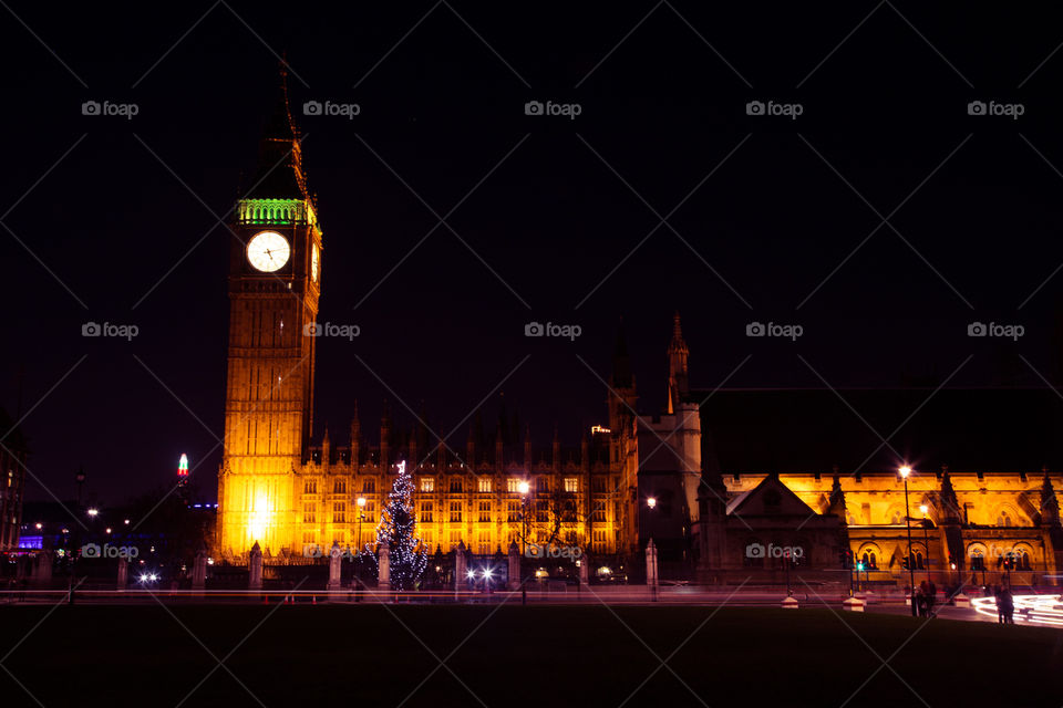 A beautiful night scene of London, United Kingdom. Artistic, colorful photo of a city.