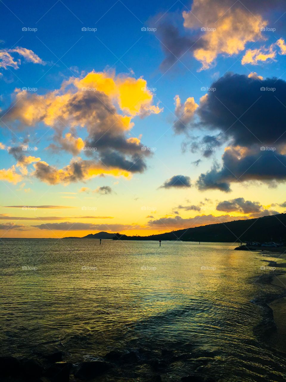 Hawaiian sunset at Maunalua Bay Honolulu 