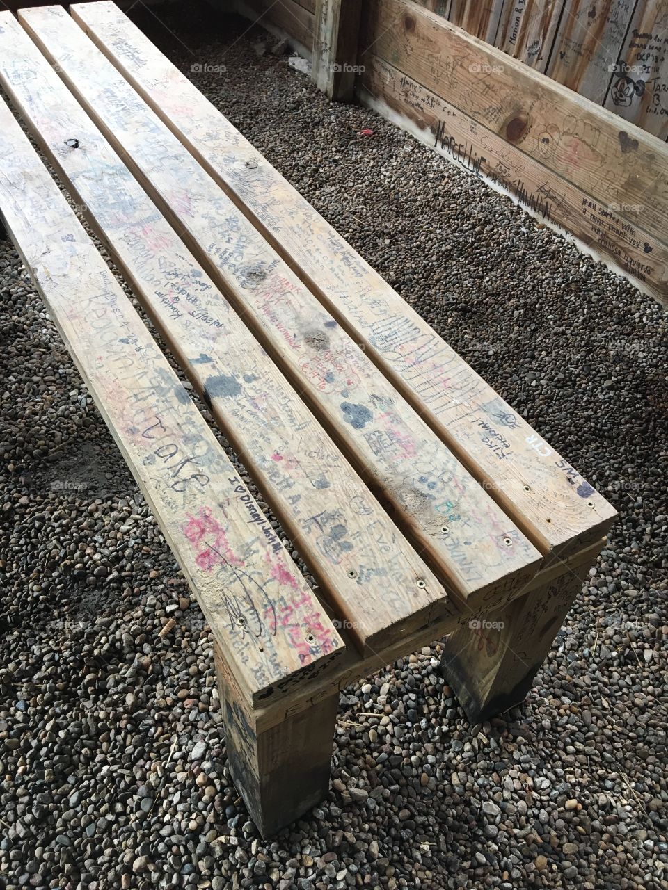 Bench with Writing 