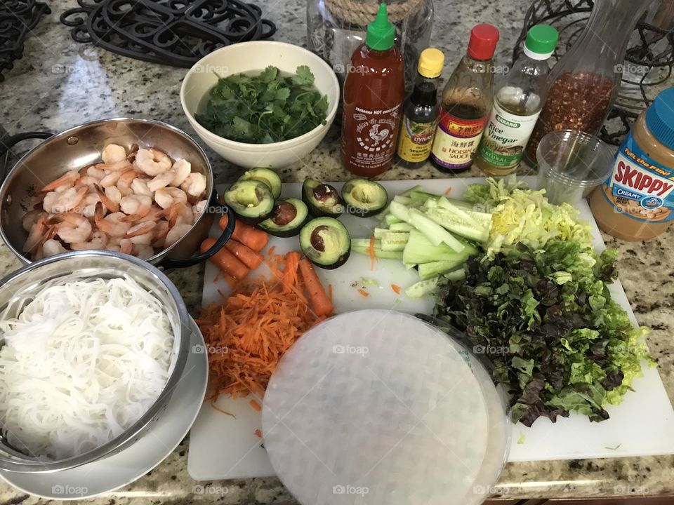 GETTING READY TO MAKE SPRING ROLLS AND DIPPING SAUCES 😋