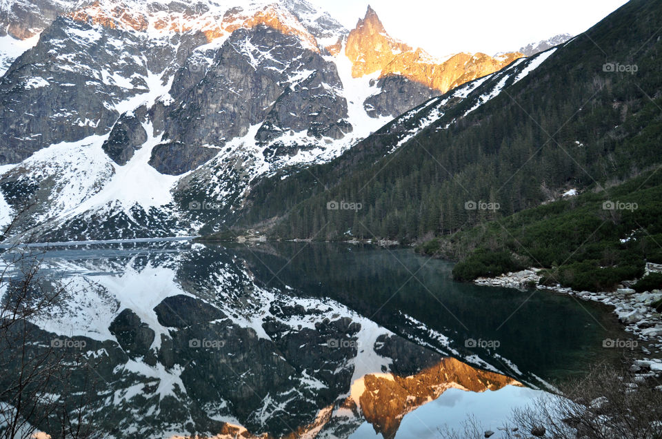 sunrise light in the mountain peak