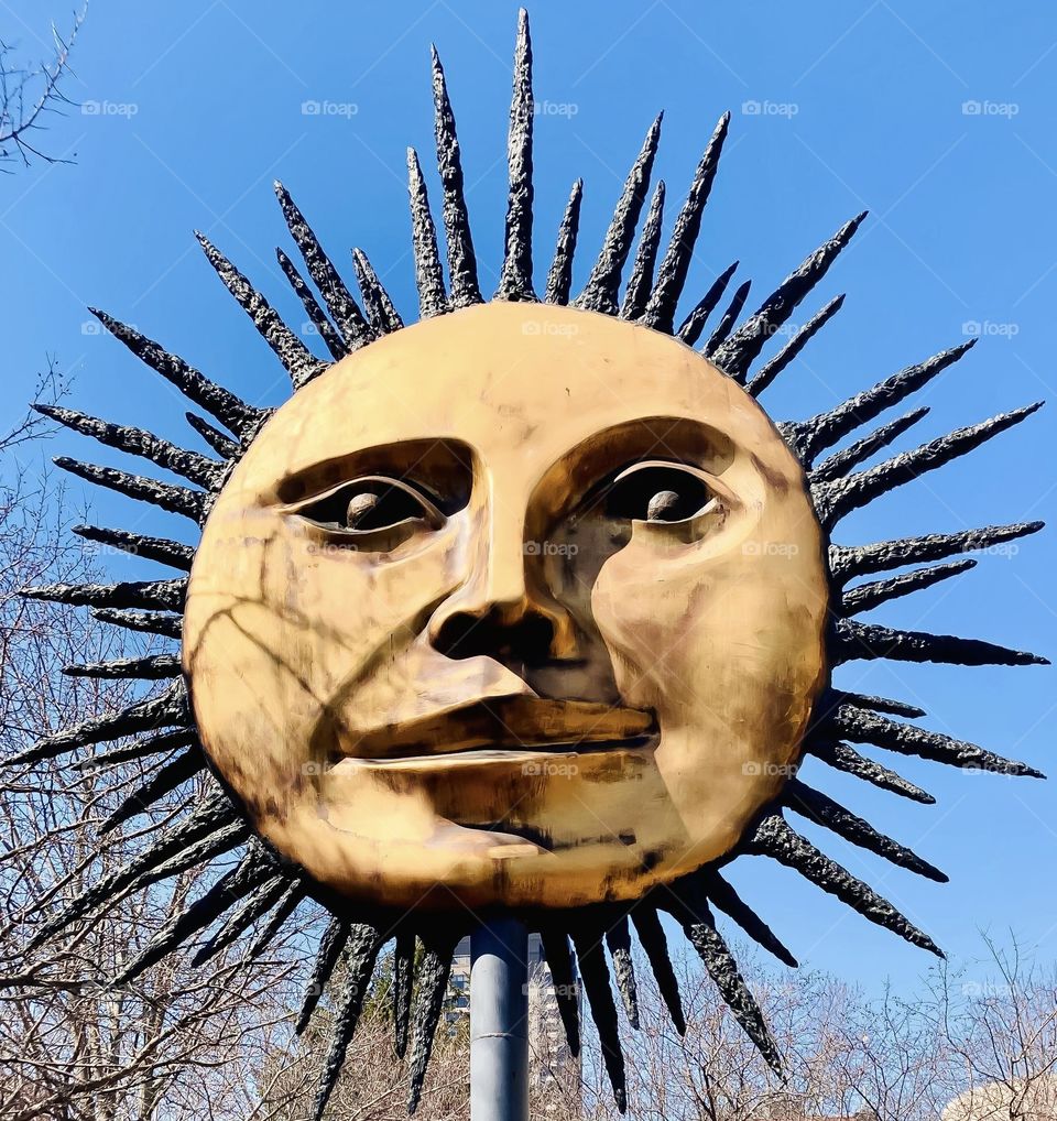 A sculpture of the sun in the sun - Anthropomorphizing!