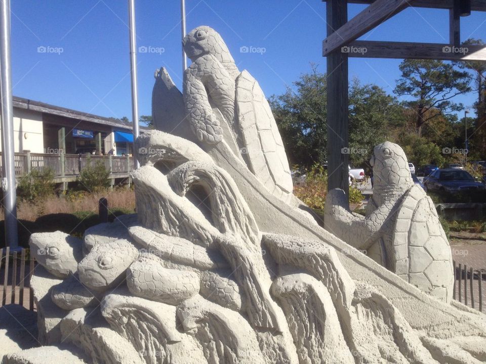 Turtle Sand Sculpture Side View