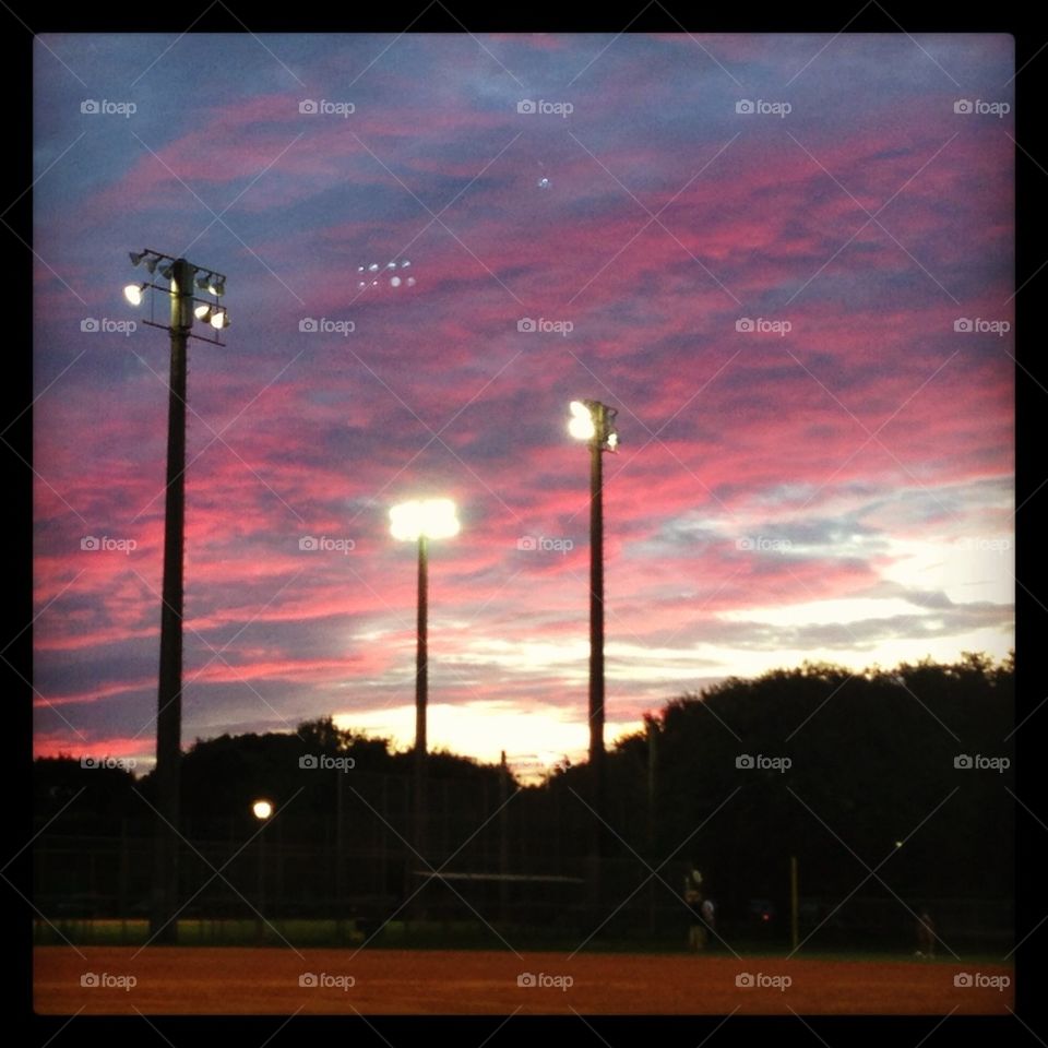 Baseball field at night