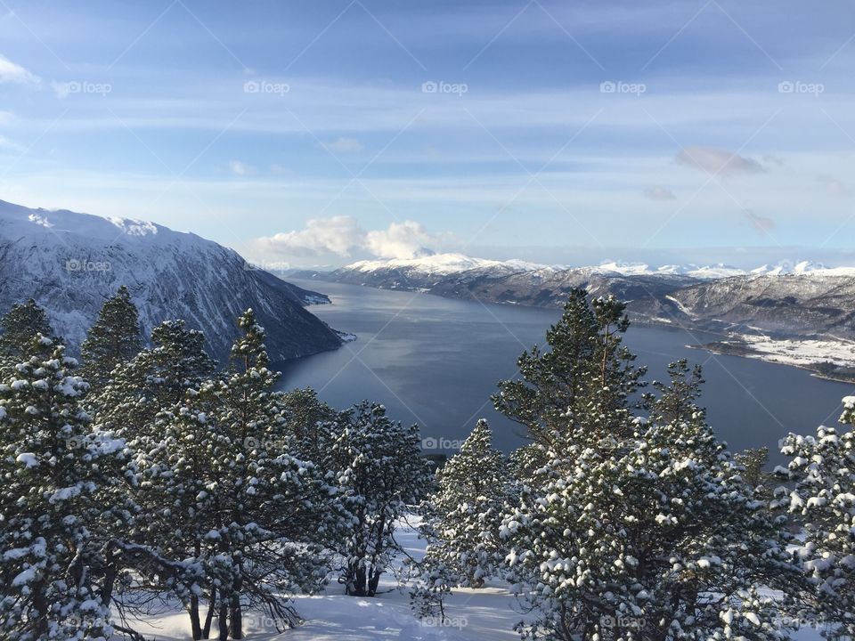 Mountain river in winter, Norway