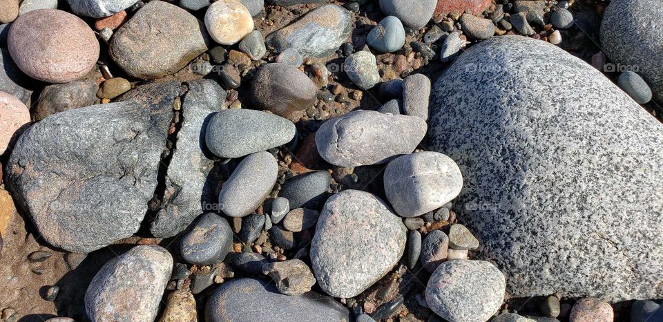 Canadian beach rocks on the shore.